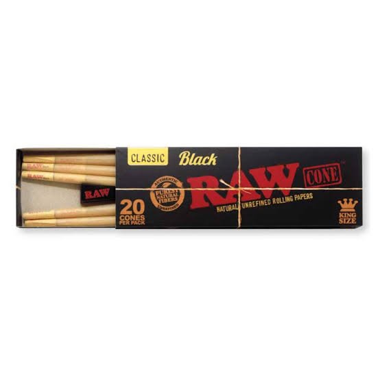 Raw black Natural unrefined prerolled cones Kingsize