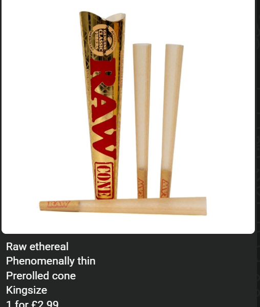 Raw ethereal Prerolled cone Kingsize