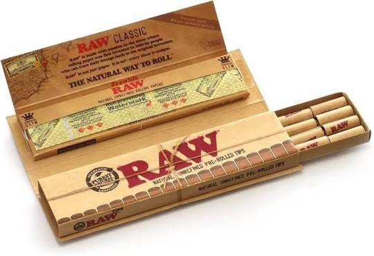Raw Classic rolling papers Kingsize slim+ prerolled tips