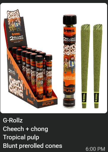 G-Rollz Cheech + Chong Tropical Pulp Blunt Prerolled Cones