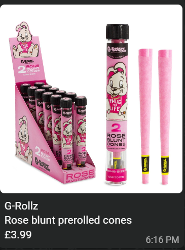 G-Rollz Rose blunt prerolled cones