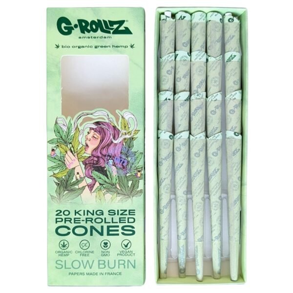 G-Rollz Bio organic green hemp 20 king size Prerolled cones