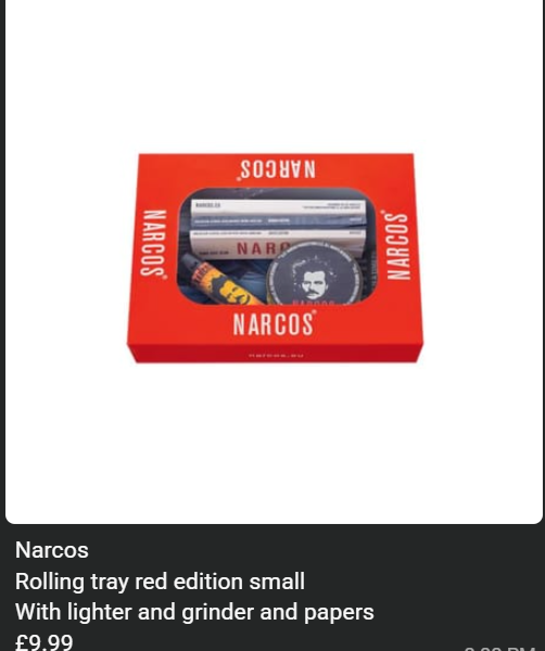 Narcos Rolling tray red edition small With lighter and grinder and papers
