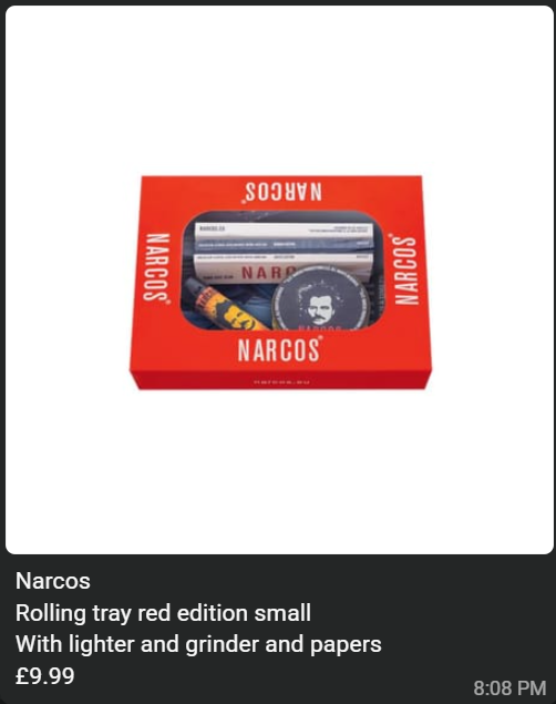 Narcos Rolling tray red edition small With lighter and grinder and papers